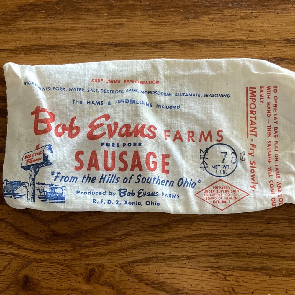Bob Evans Farms Sausage Bag 1950’s Xenia Ohio Advertising